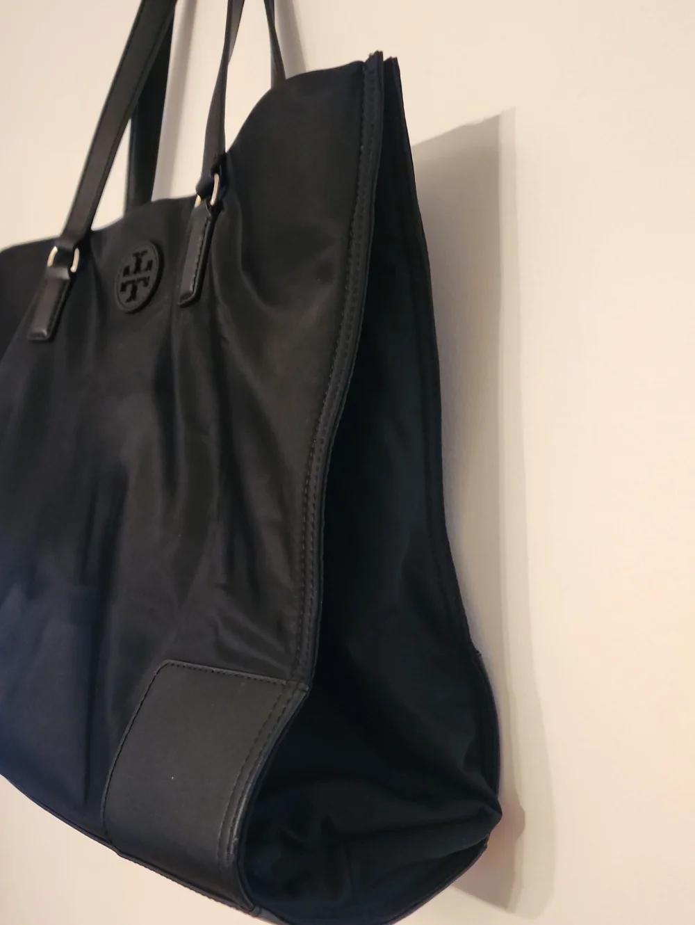 Tory Burch Ella Black Logo Nylon Tote